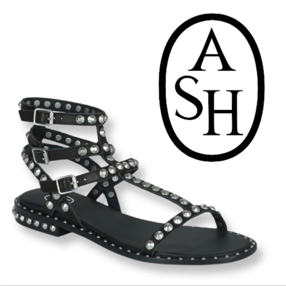 Ash Black Studded Gladiator Sandals